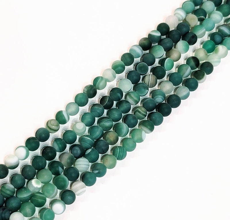 Green Agate (Dyed) Matte Round 6.5mm