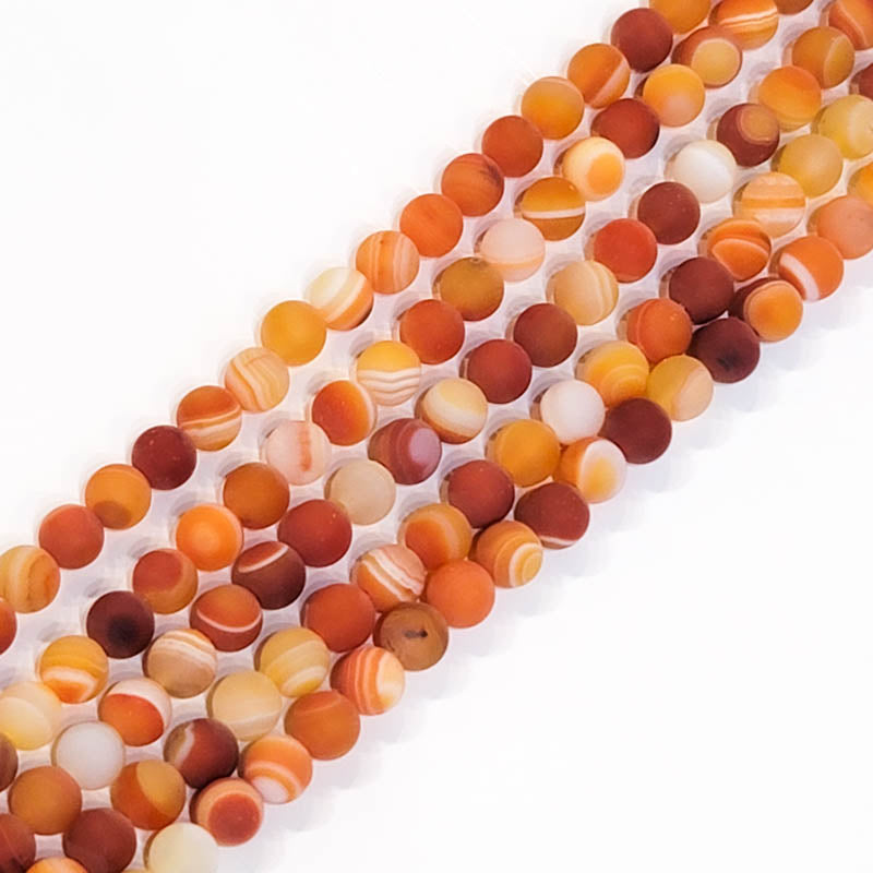 Orange Agate (Dyed) Matte Round 6.5mm