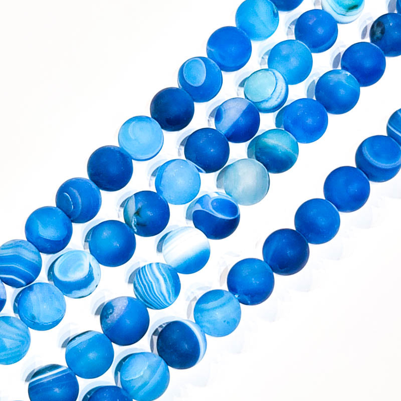 Blue Agate (Dyed) Matte Round 12mm