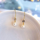 White Pearl Earrings with coin link (G)