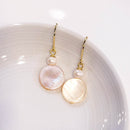 Mother of Pearl Coin & Pearl Earrings (G)