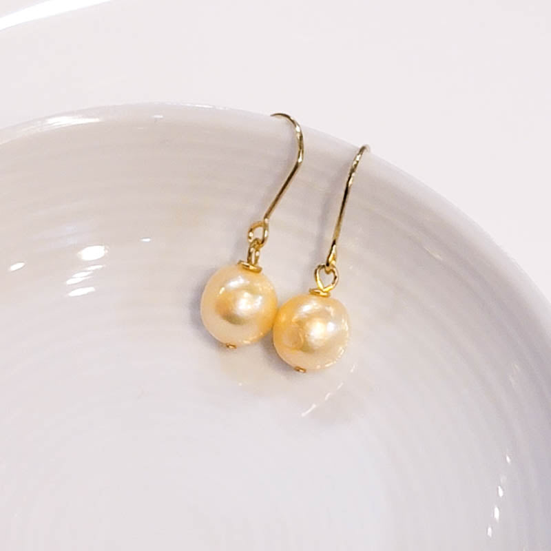 Golden Yellow Pearl Drop Earrings (G)