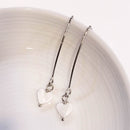 Tiny Mother of Pearl Heart Earrings Long Earrings