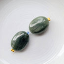Green Line Jasper Puff Oval 20x15mm 2pcs