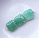 Green Aventurine Puff Square 15mm 3 pcs