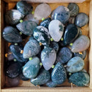 Moss Agate Puff Briolette 20x13x7mm 4 pcs