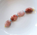 Red Sesame Jasper Puff Oval 14x10mm 4pcs
