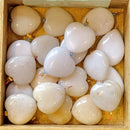 White Jade Puff Heart 19x20x8mm 2pcs