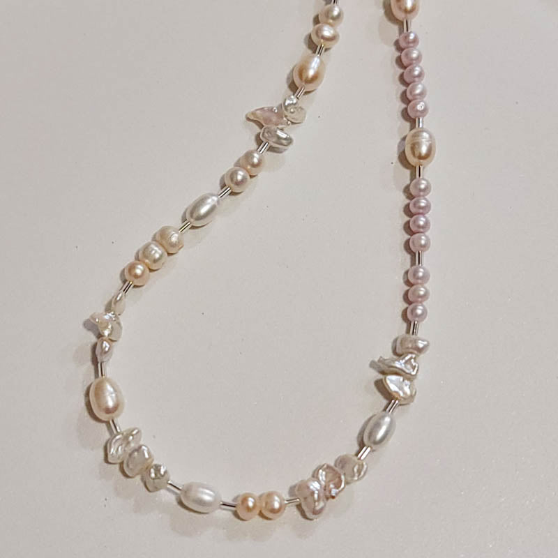 Light Blush Pearl & Keshi Briolette Pearl Necklace 17.5"