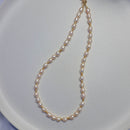 Cream Pearl Necklace with Gold Spacers 17.5"