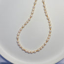Cream Pearl Necklace with Gold Spacers 17.5"