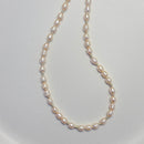 Cream Pearl Necklace with Silver Spacers 17.5"