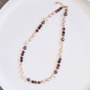 Mookaite Jasper Keshi Briolette & Pearl Necklace 17.5"