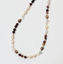 Mookaite Jasper Keshi Briolette & Pearl Necklace 17.5"