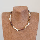 Mookaite Jasper Keshi Briolette & Pearl Necklace 17.5"