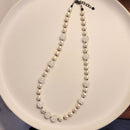 Ivory Pearl & Milky Quartz Necklace with Black Spacers
