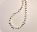 Ivory Pearl & Milky Quartz Necklace with Black Spacers