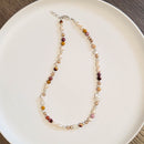 Mookaite Jasper Keshi & Pearl Necklace 17.5"