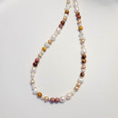 Mookaite Jasper Keshi & Pearl Necklace 19"
