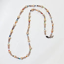 Lilac Cream & Peach Pearl Necklace with Crystals 32"