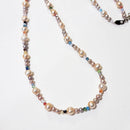 Lilac Cream & Peach Pearl Necklace with Crystals 32"