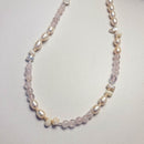 Rose Quartz Keshi Briolette & Pearl Necklace 17.5"