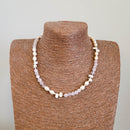 Rose Quartz Keshi Briolette & Pearl Necklace 17.5"