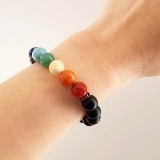 Rainbow Chakra Onyx Bracelet (10-W)