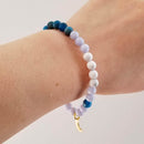 Blue Apatite, Blue Lace Agate & Howlite Gold Moon Bracelet