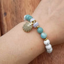 Amazonite Blue Lace Agate & Howlite Shell Bracelet
