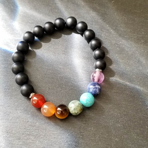 Rainbow Chakra Onyx Bracelet (8-W)