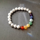 Rainbow Chakra White Howlite Bracelet (8-W)