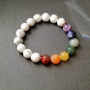 Rainbow Chakra White Howlite Bracelet (10-W)