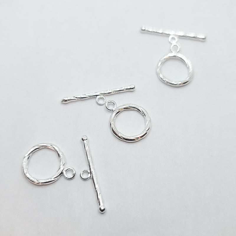 Silver-Plated Toggle Clasp (Twisted), 15mm (3sets)