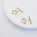 Gold-Tone Toggle Clasps (Heart+Arrow), 13x10.5mm (2sets)