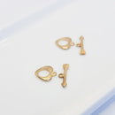 Gold-Tone Toggle Clasps (Heart+Arrow), 13x10.5mm (2sets)