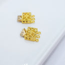 Gold-Plated 3-Strand Rectangle Box Clasp (Filigree), 13.5x19mm (2sets)