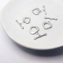 Silver-Tone Toggle Clasps (Heart+Arrow), 13x10.5mm (2sets)