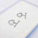 Silver-Tone Toggle Clasps (Heart+Arrow), 13x10.5mm (2sets)
