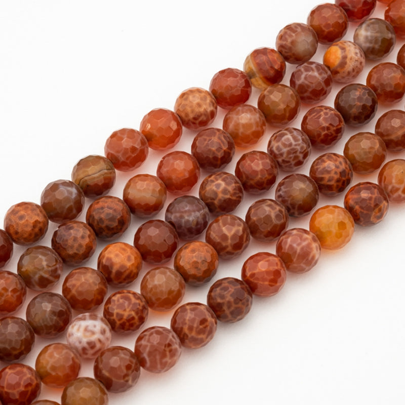 Fire Crab Agate Faceted Round 12mm