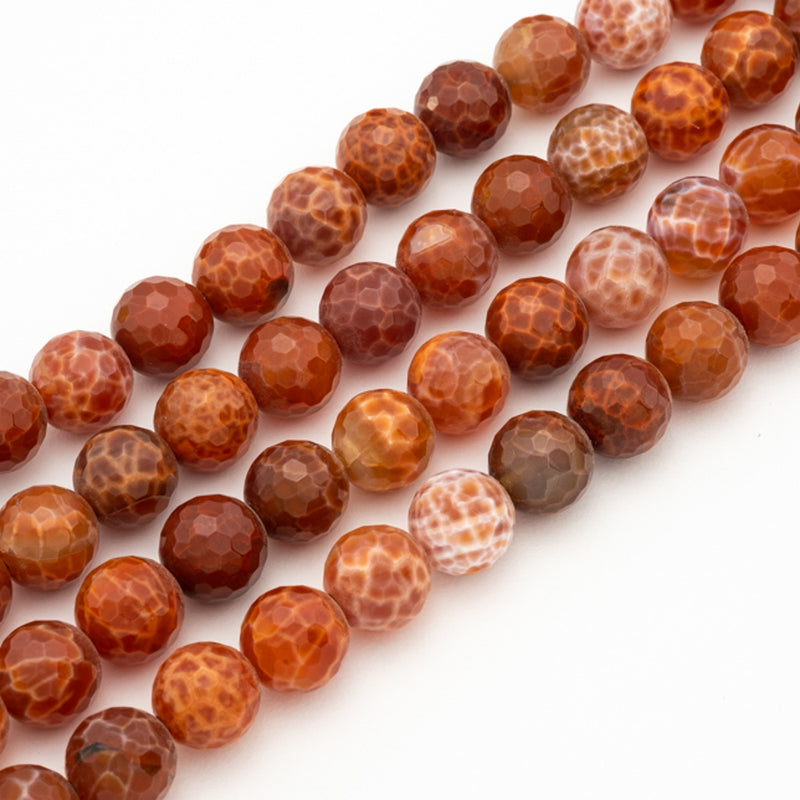 Fire Crab Agate Faceted Round 14mm