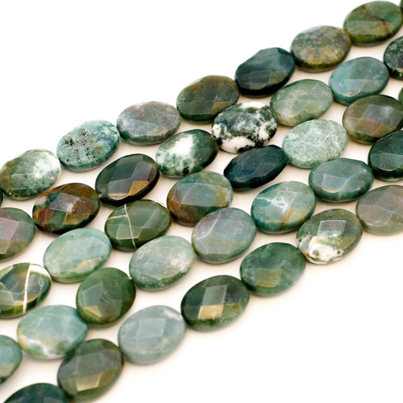 Moss Agate Faceted Oval 19x15mm
