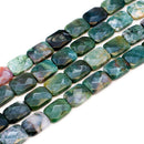 Moss Agate Faceted Long Octagon 20x15mm