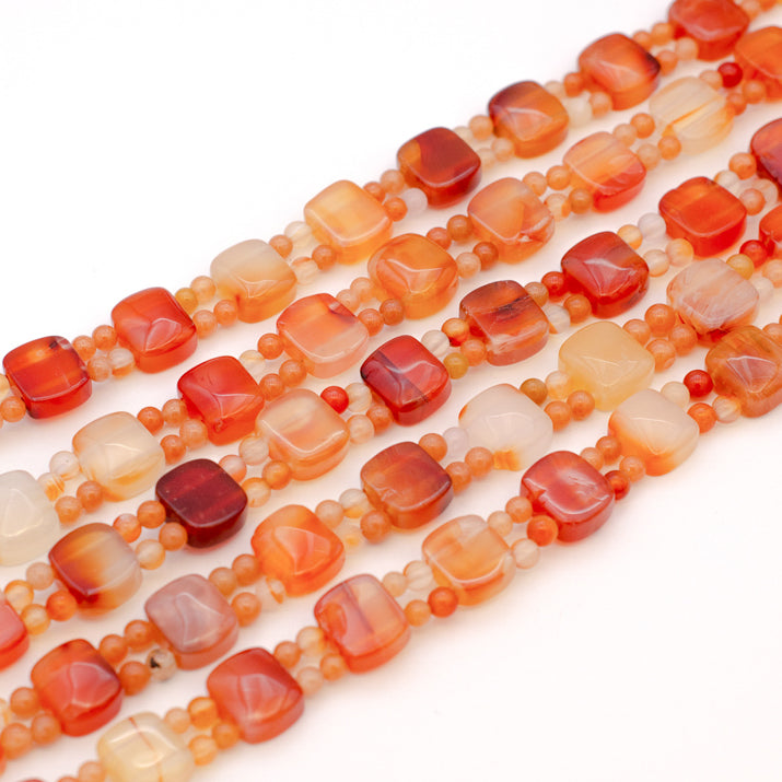Carnelian Two-hole Puff Rounded Rectangle 10.5x13
