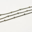 Antique Brass, Dot Satellite Curb Chain, 1mm, sold by foot