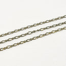 Antique Brass, Twisted Figaro Chain, 1.5mm, sold by foot