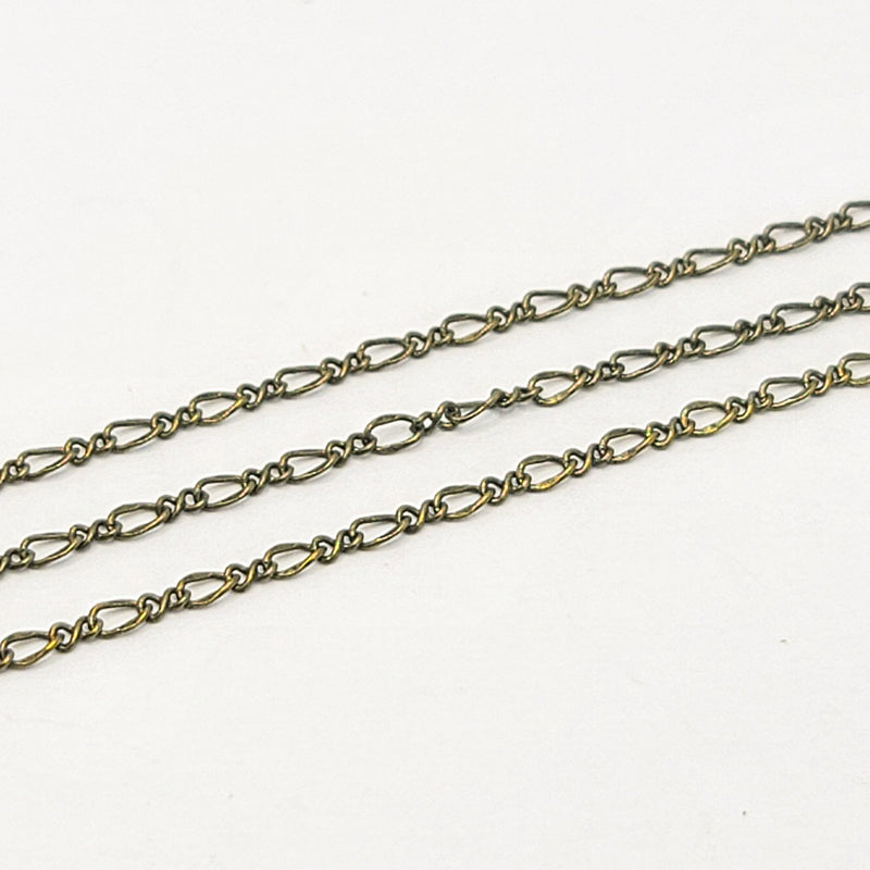 Antique Brass, Twisted Figaro Chain, 1.5mm, sold by foot