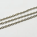 Antique Brass, Flat Cable Chain, 3x2.5mm, sold by foot