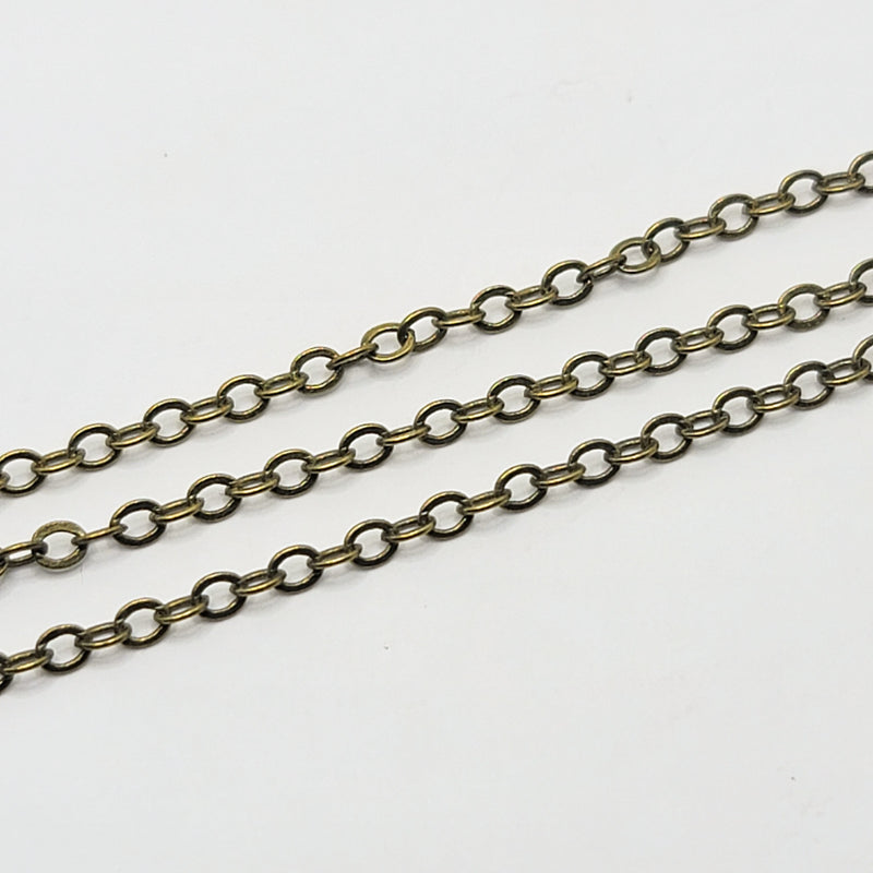 Antique Brass, Flat Cable Chain, 3x2.5mm, sold by foot