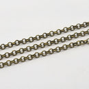 Antique Brass, Rolo Chain, 3mm, sold by foot
